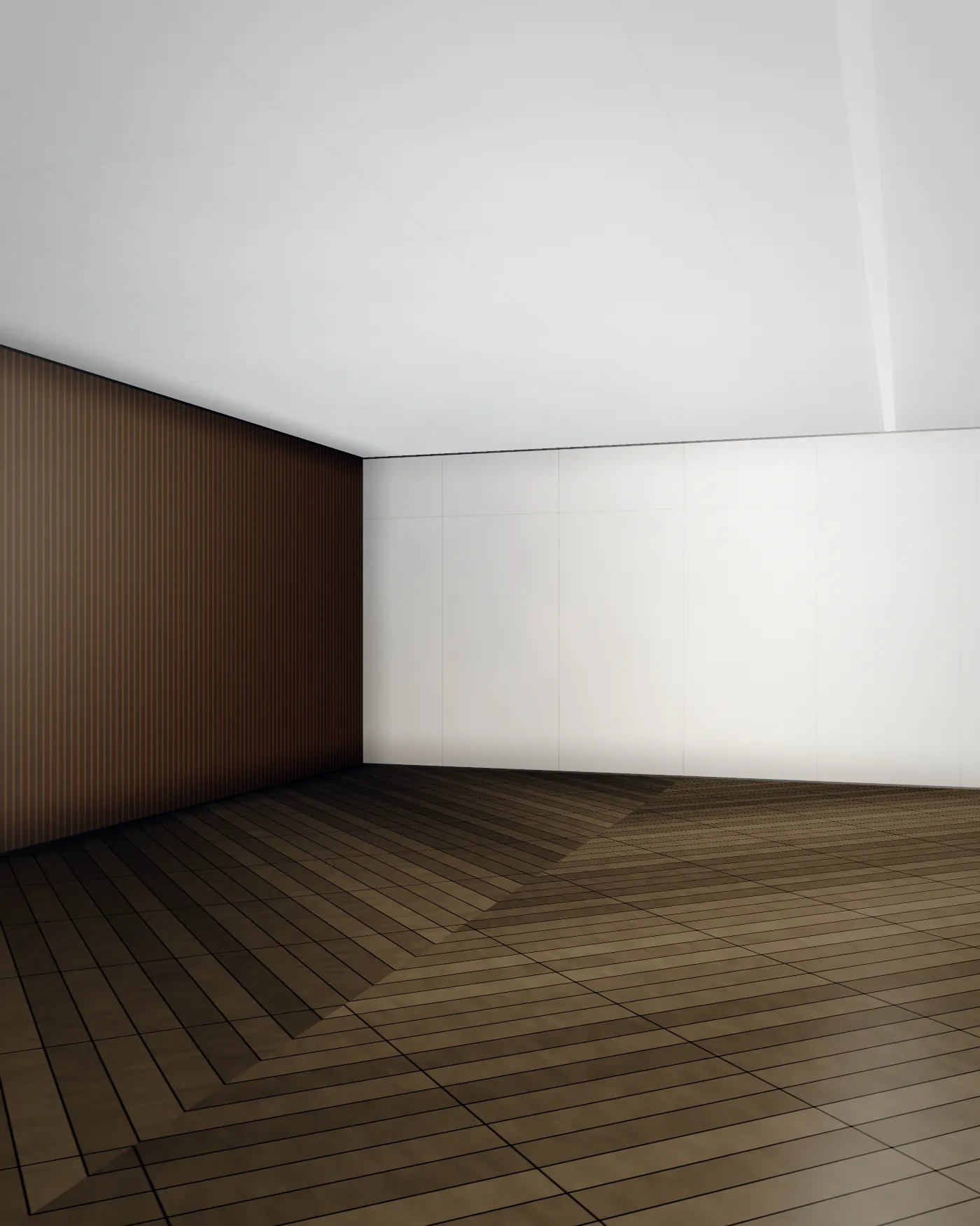 Projekt 01 – Innenausbau in Bad Salzuflen: Nussbaum-Lamellenwand und Fischgrätparkett